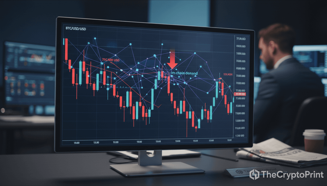 Bitcoin's On-Chain Demand Falters as BTC Struggles Below $77K